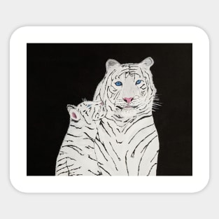 White Tiger And Cub Sticker